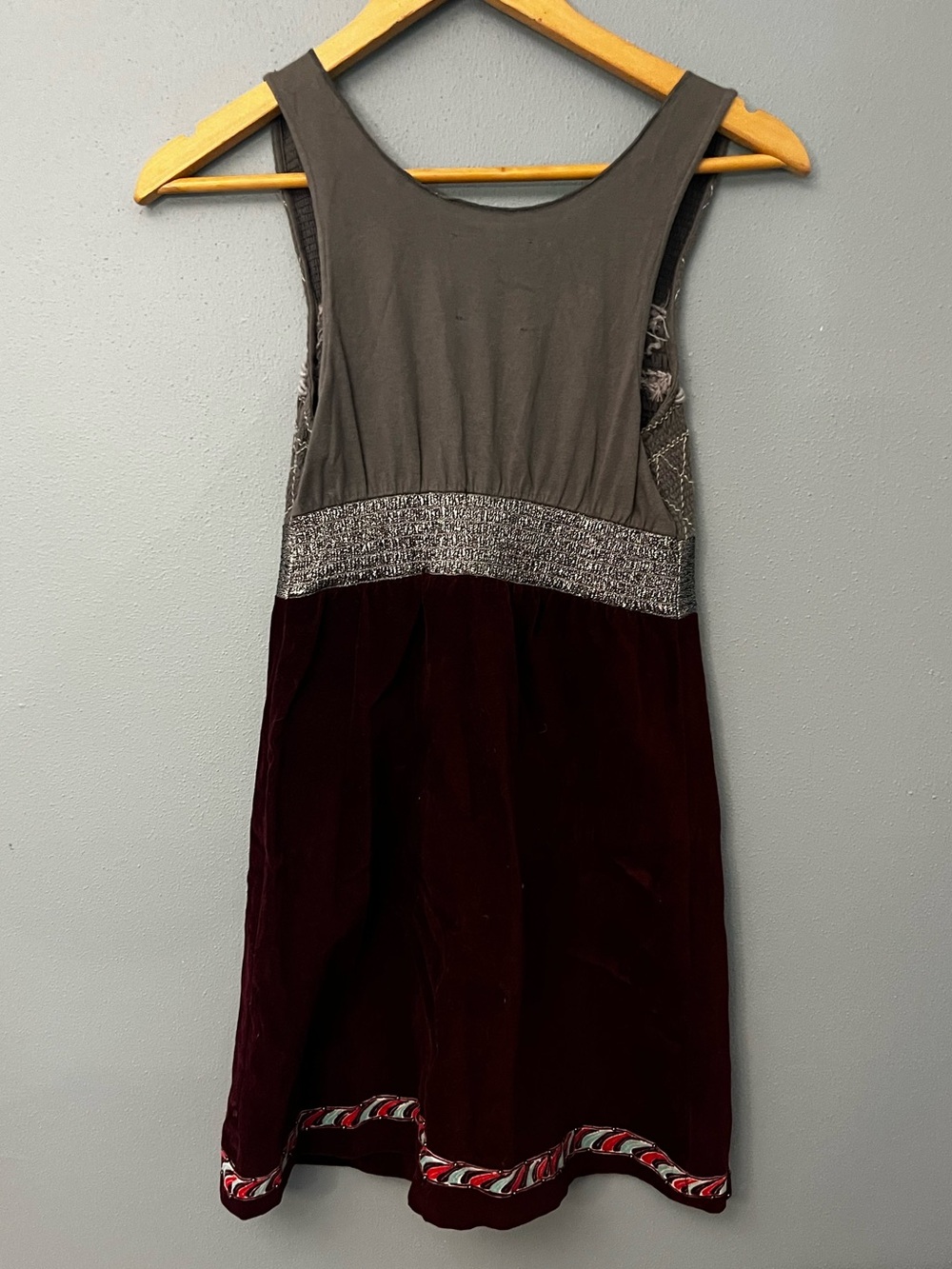 Free People Embroidered Pinafore Dress with Red Floral Motif - Picture 2 of 4